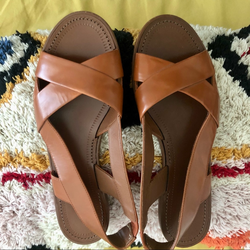 Bottega Veneta Brown Leather Criss Cross Sandals Size 37